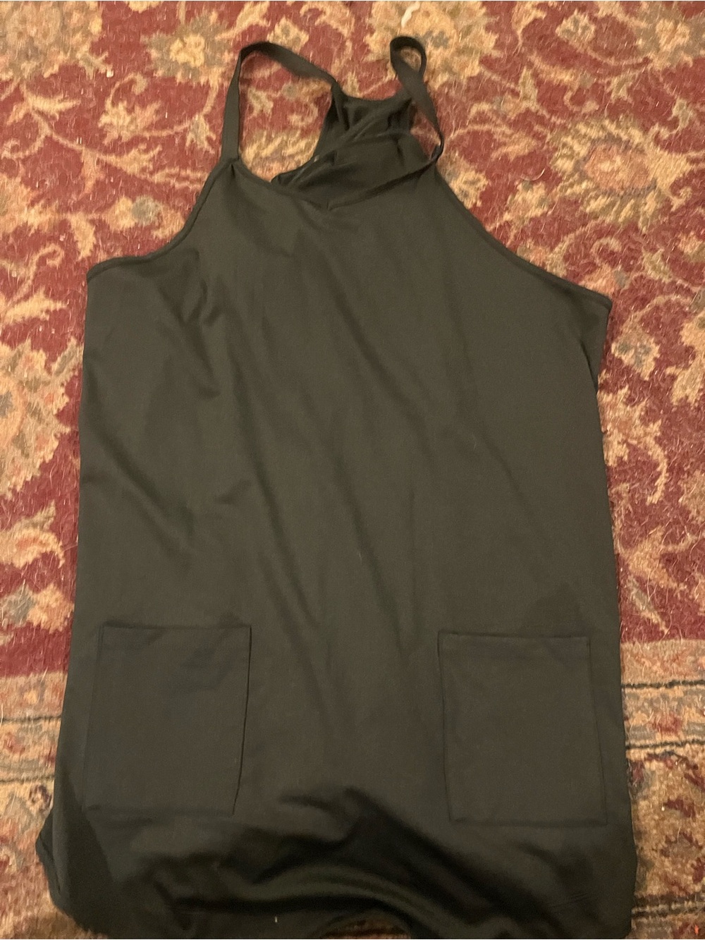 SHEIN Black Racerback Tank Dress with Front Pockets Size Medium